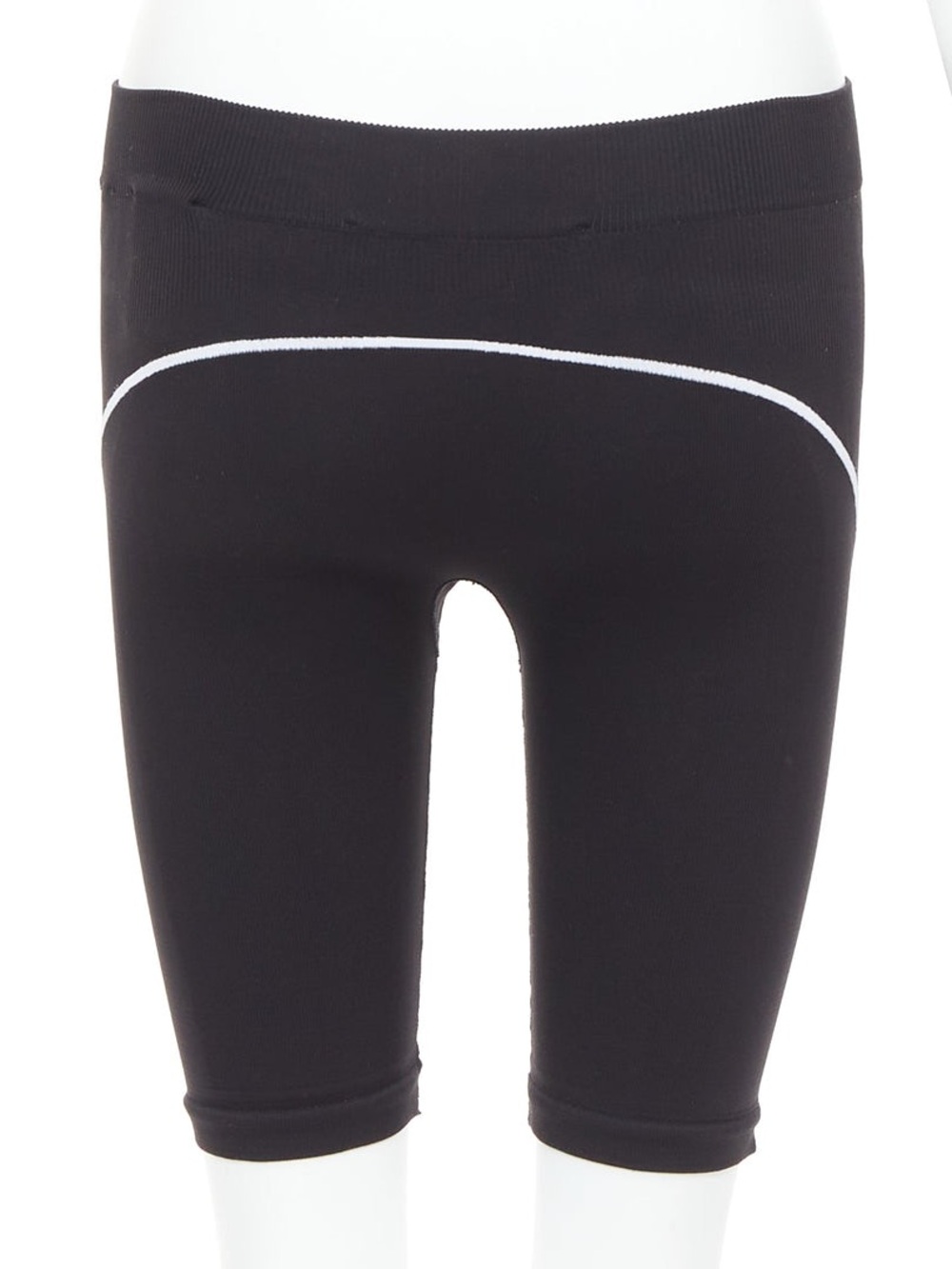 Off-White Black Bike Shorts with White Piping